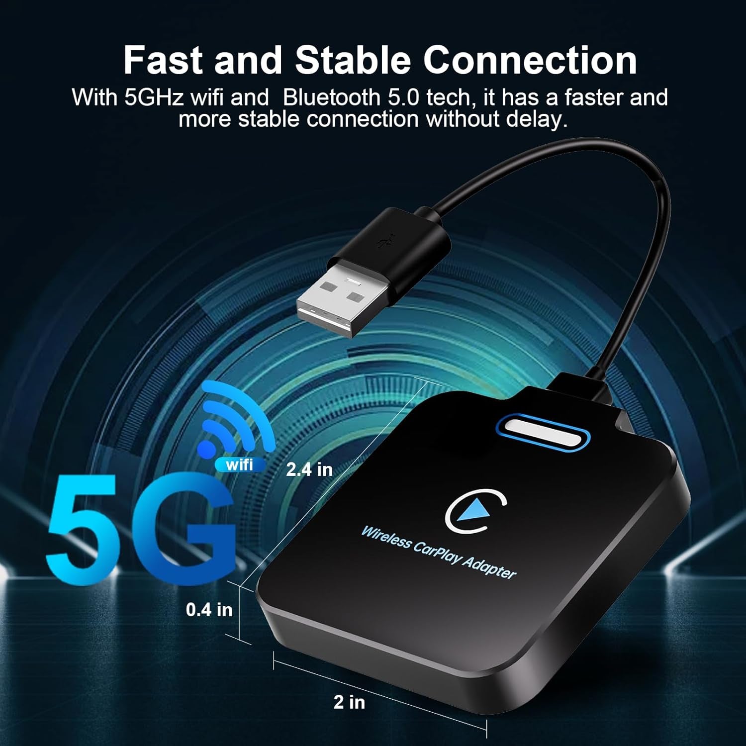 Wireless Carplay Adapter for iPhone, Converts Factory Cable to Plug & Play Dongle, Compatible with Vehicles from 2017 Onwards